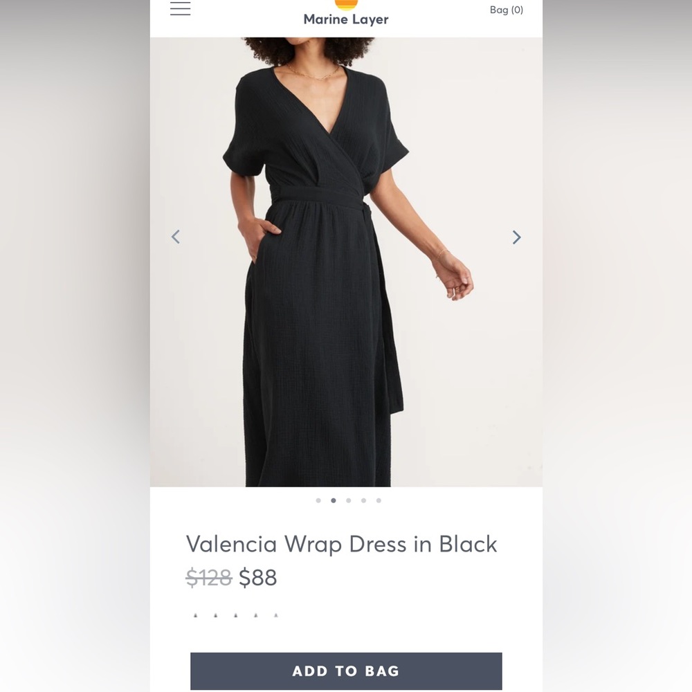 Marine Layer Valencia Wrap Dress in Black